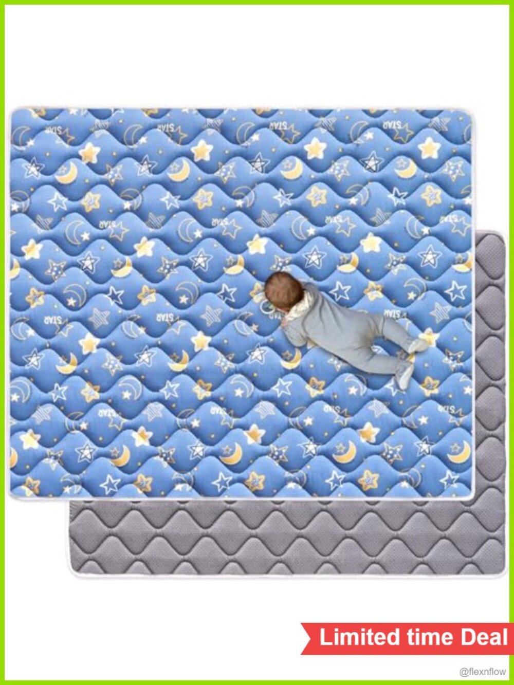 Foldable Baby Play Mat Odorless Premium Foam Microfiber Non-Slip Washable